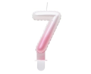 G sviečka číslo 7 bielo-ružová v tvare balónika