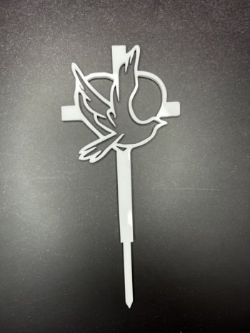 Akrylový zápich - Kríž s holubicou a srdcom
