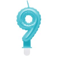 G sviečka číslo 9 modrá v tvare balónika